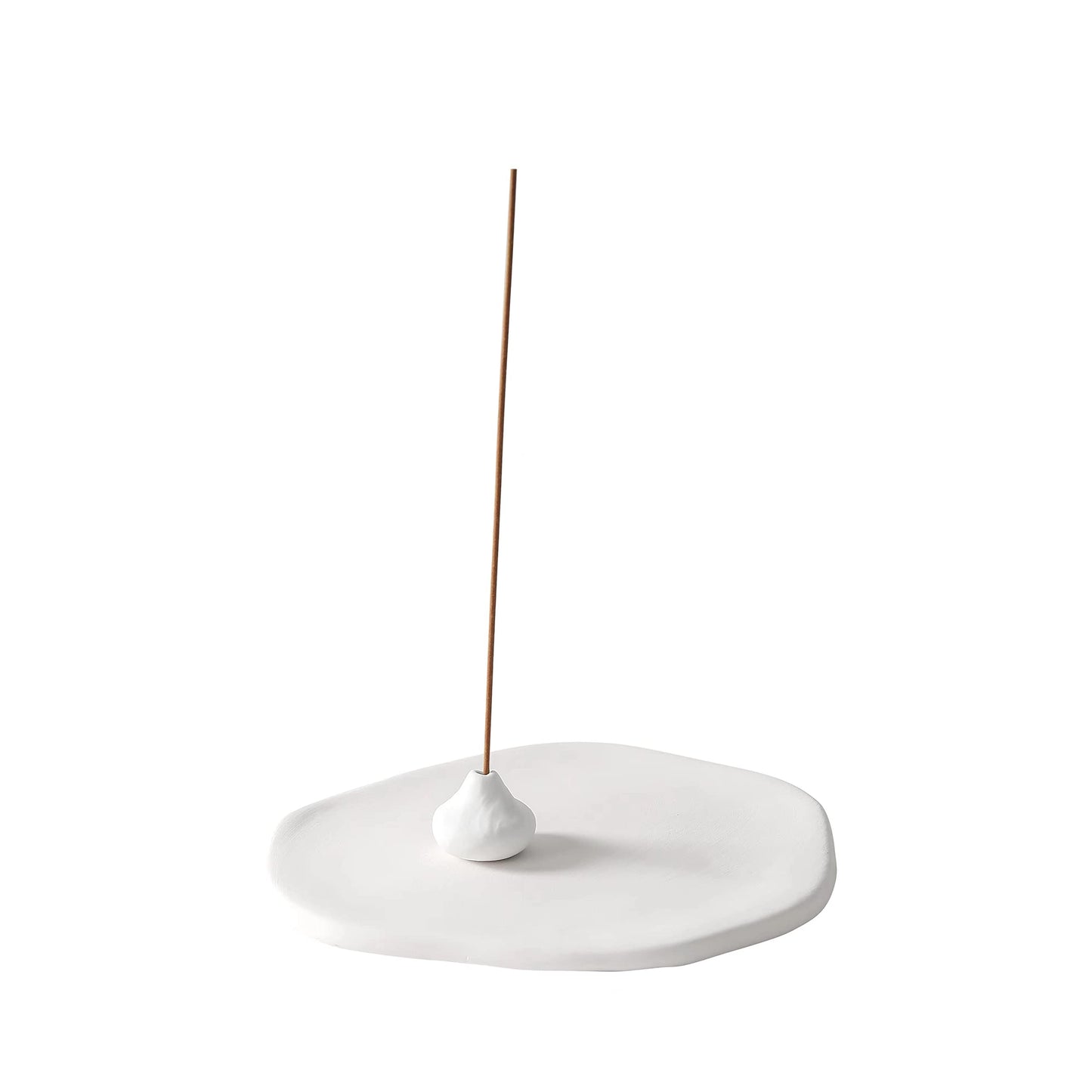 Handmade Incense Holder Irregula Plain Ceramic Stick Incense Holders Pomelo Pumpkin Incense Burner for Home Decor Yoga Meditation Zen (Pomelo White)