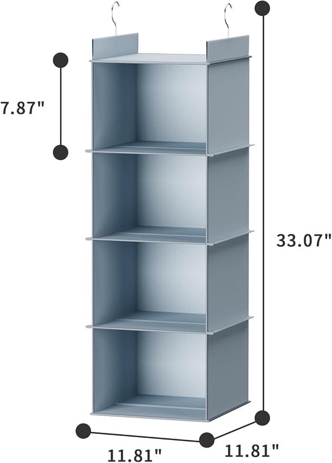 YOUDENOVA Hanging Closet Organizer, 4-Shelf Closet Hanging Shelves