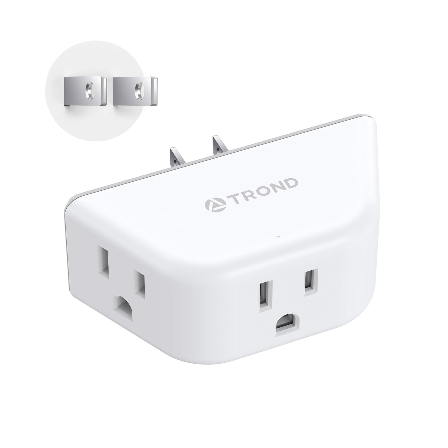 TROND Multi Plug Outlet Extender 2 Pack - Electrical Wall Splitter, 3 Way Angled Wall Outlet Adapter, Cruise Essentials, Small Multiple Plug Expander for Cruise Ship Home Office Dorm Room, White