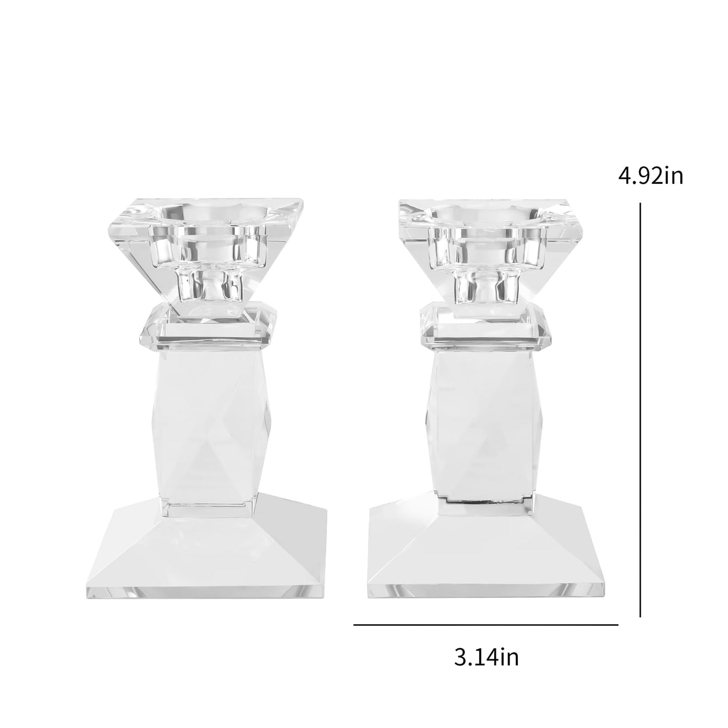 Marvala Crystal Candle Holders Set of 2, Double-Sided Design for Tea Lights & Taper Candles, Decorative Lighting Centerpiece for Home Decor, Wedding, Gift (Holiday, Birthday, Housewarming)