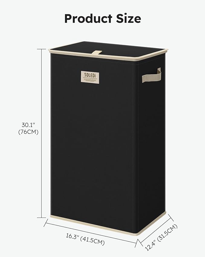 SOLEDI Laundry Hamper with Lid 100L Large & Tall Collapsible Laundry Basket