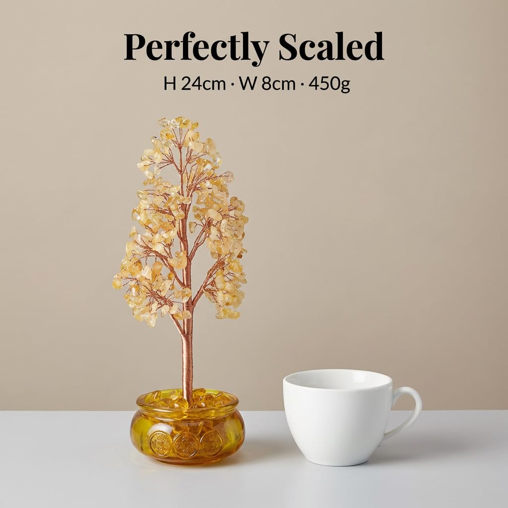 FATONIO Citrine Crystal Tree, Handmade Yellow Gemstone Chakra Healing Feng Shui Bonsai Tree, Friend and Women' Gfit for Wealth and Prosperity, Office Desk Home Decor Housewarming Birthday Gift