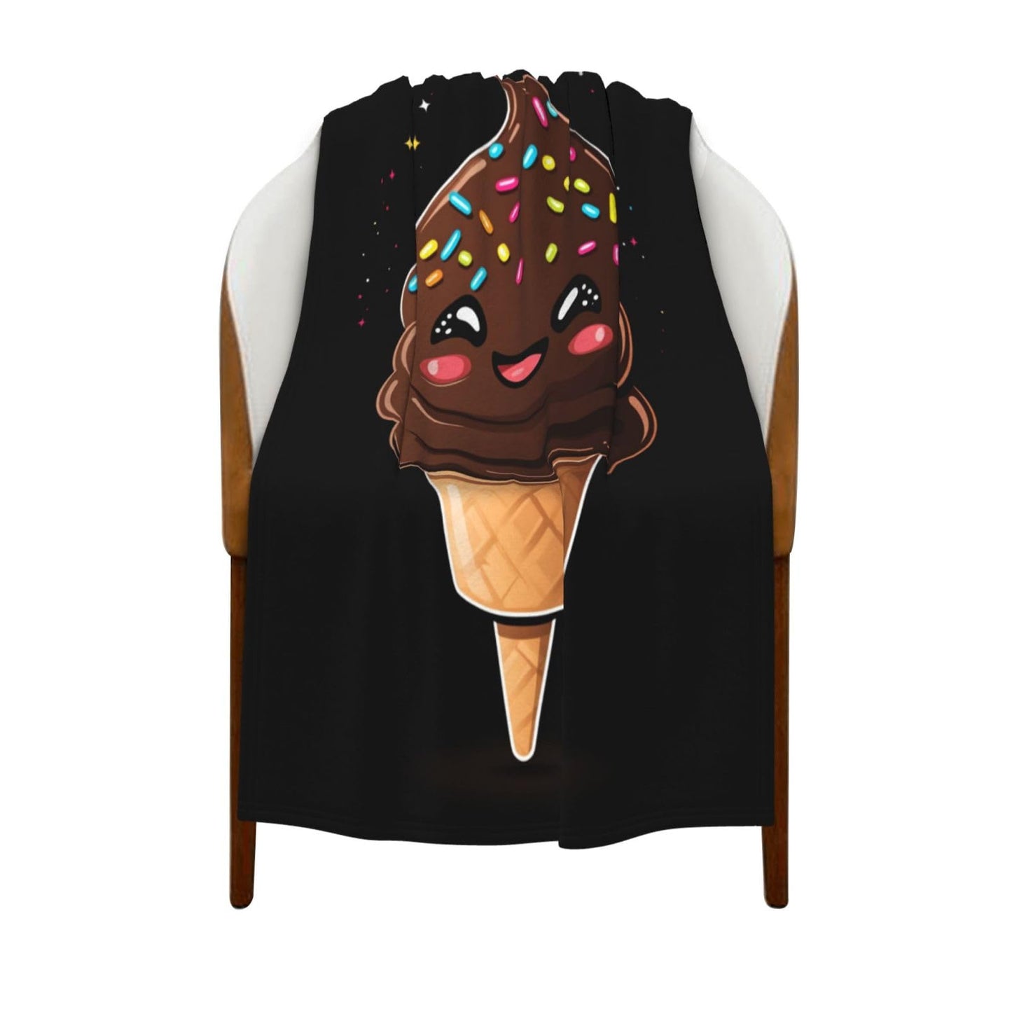 CDSASHCA Cute Chocolate Ice Cream Flannel Fleece Blanket,Ultra-Soft,Lightweight,Hypoallergenic,Double-Sided,Perfect for Home Decor, Couch, Bed, Machine-Washable,Non-Shedding,Sweet Gift 30X40 inch