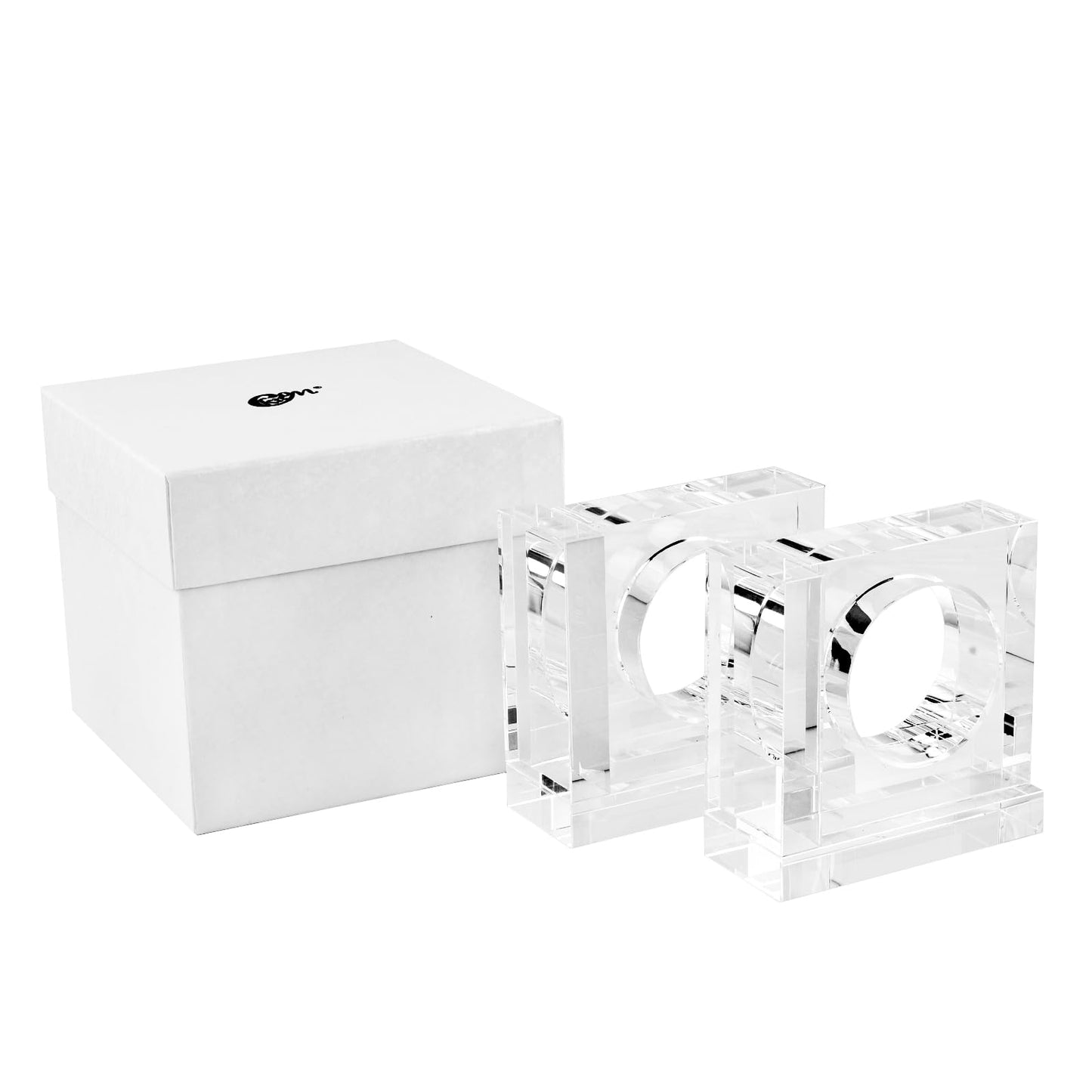Kitcom Handmade Crystal Bookends Square, 1 Pair of Decorative Tabletop Bookends for Office, Home, Desk