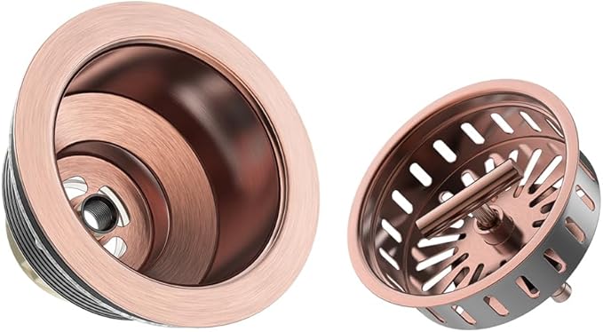 KONE Copper Sink Drain 3.5 Inch Kitchen Sink Drain Assembly Stainless Steel