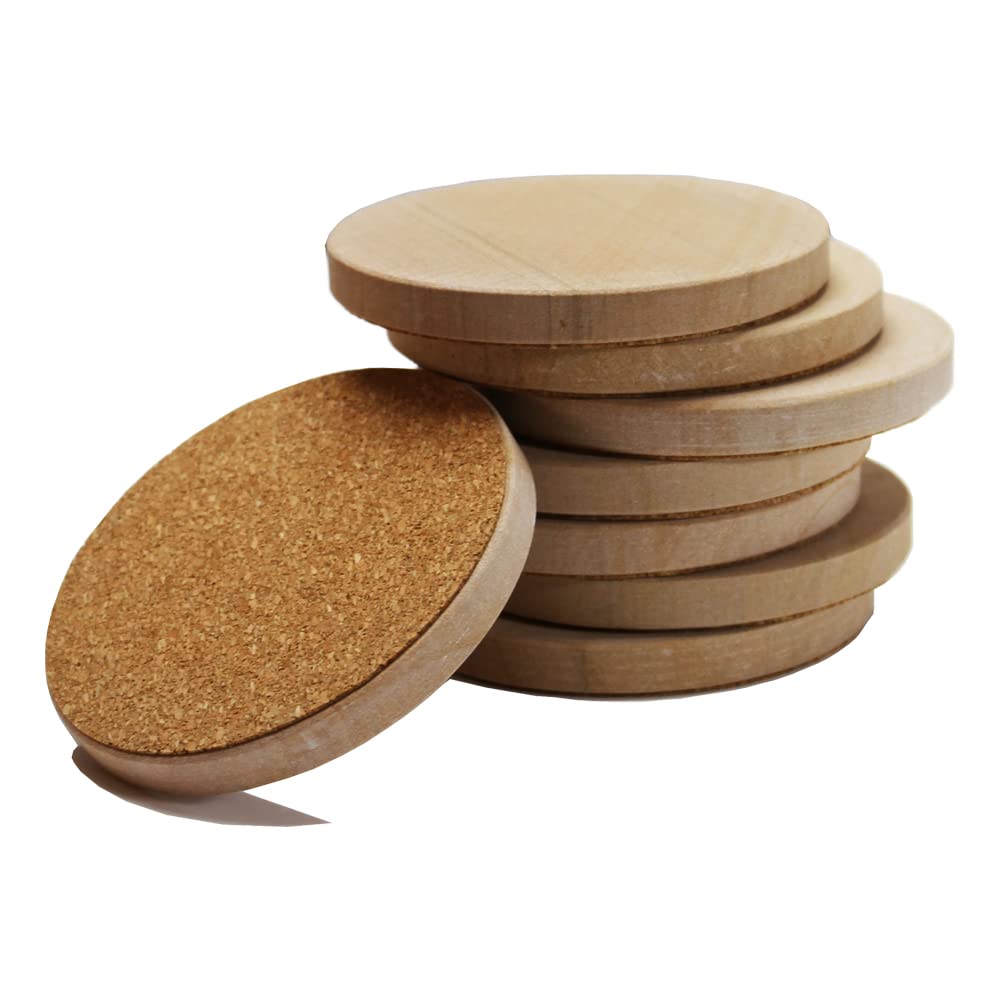 MONKEY SUN 8 Pack Natural Sandstone Water Absorbent Hand Crafted Round Coasters Bulk, 4 x 4 Inches Stone Coasters for Drink Bar Kitchen Home, Used for DIY and Carving, Set of 8