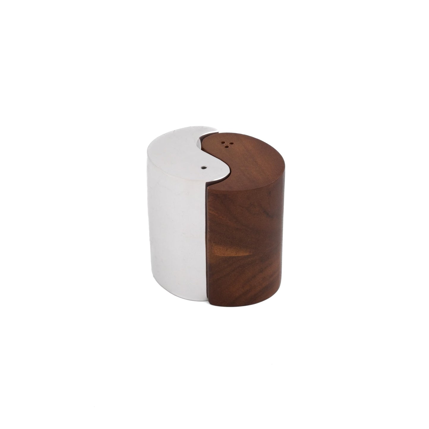 nambe Yin Yang Salt & Pepper Shakers | 2-Piece Set | Kitchen Tool Salt Sugar Spice Pepper Seasoning Bottle | Made of Nambe Alloy and Acacia wood
