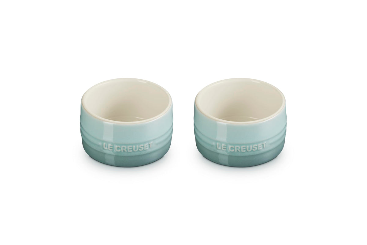 Le Creuset Stoneware Round Straight Wall Ramekin, Set of 2, 7 oz. Each, Sea Salt