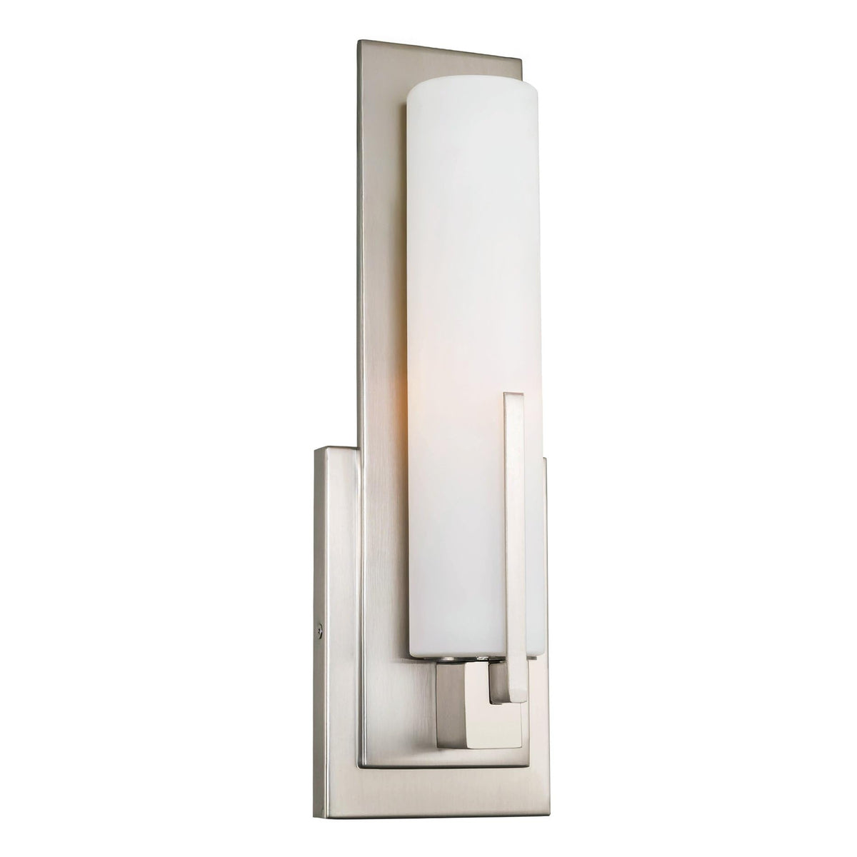 Kira Home Faro 15" Tall Modern Wall Sconce with Frosted Cylinder Glass Shade, Linear Saber Silver Wall Light, Brushed Nickel Finish