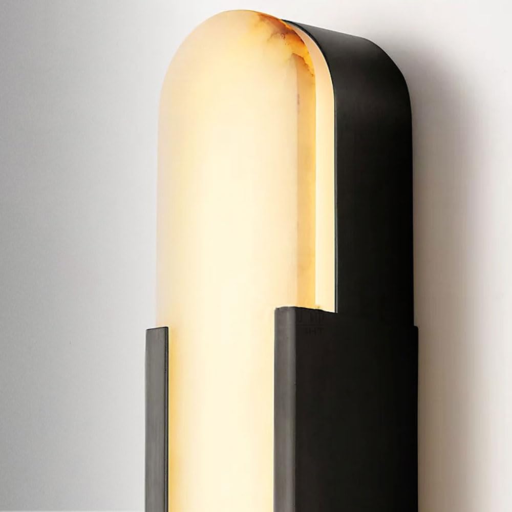 LTTKLMP 19.7" Natural Alabaster Wall Sconce Modern Brass Bedroom Bedside Marble Wall Lamp for Bathroom Indoor 7W LED Mirror Wall Light Vanity Light Fixtures Perfect for Hallway Living Room 3000K