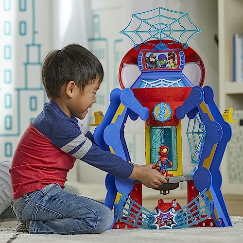 Spidey and His Amazing Friends Web-Spinners Web-Quarters, Kids Playset with Action Figure, Vehicle, and Accessories, Marvel Super Hero Toys, Ages 3 and Up