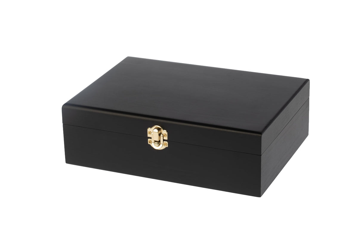 Creative Hobbies Large Black Wooden Keepsake Box with Gold Clasp | 10.25″ × 7.5″ × 3.25″ Storage Case for Photos, Jewelry, Crafts & Gifts