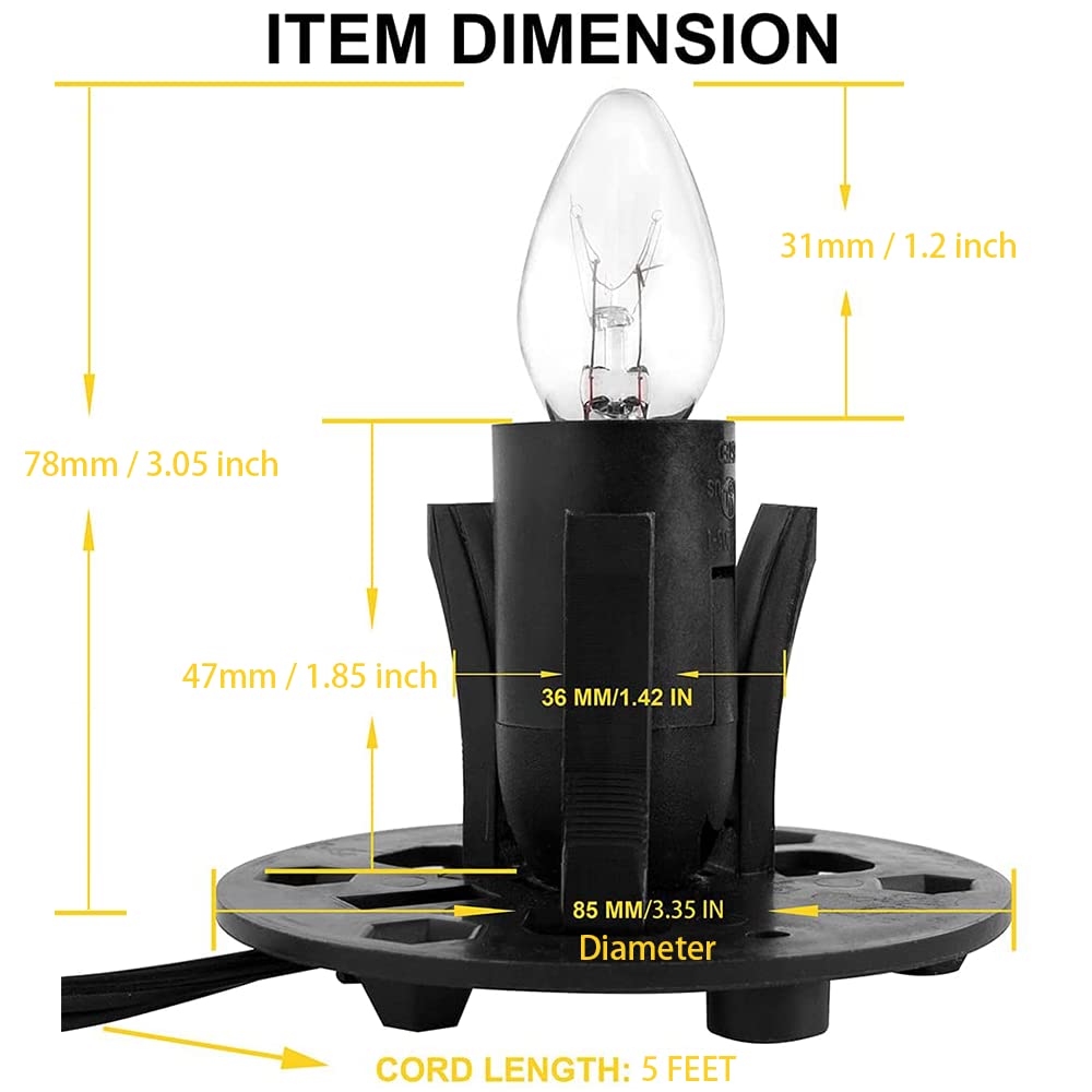 OHLGT Himalayan Salt Lamp Cord Replacement with Dimmer Switch(2-Pack) and E12 Halogen Salt Lamp Bulbs(6-Pack)