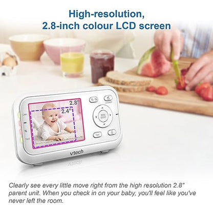 VTech VM3250 Video Baby Monitor with Camera,300m Long Range, Baby Monitor with 2.8" LCD Screen,Up to 19-hr Video Streaming,Night Vision,Secured Transmission,Temperature Sensor,Soothing Sounds,2X Zoom