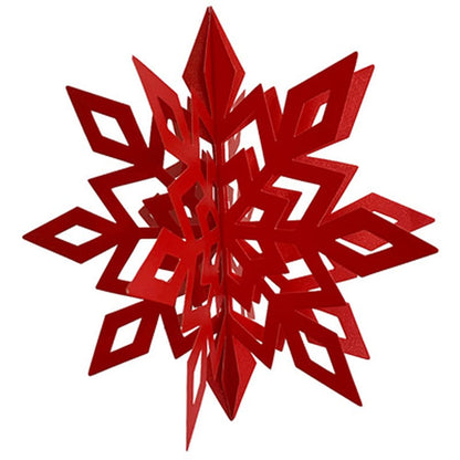 Christmas Hanging Snowflake Decorations 3D Hollow-Carved Glittery Ornaments Set of 6pcs with Different Sizes for Christmas Winter Wonderland New Year Party Home Decor (Red)