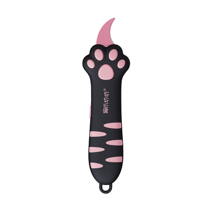 MEOWKIT Cat Paw Box Cutter Retractable with Cat Paw Handle, Multifunctional Knife Set (Black)