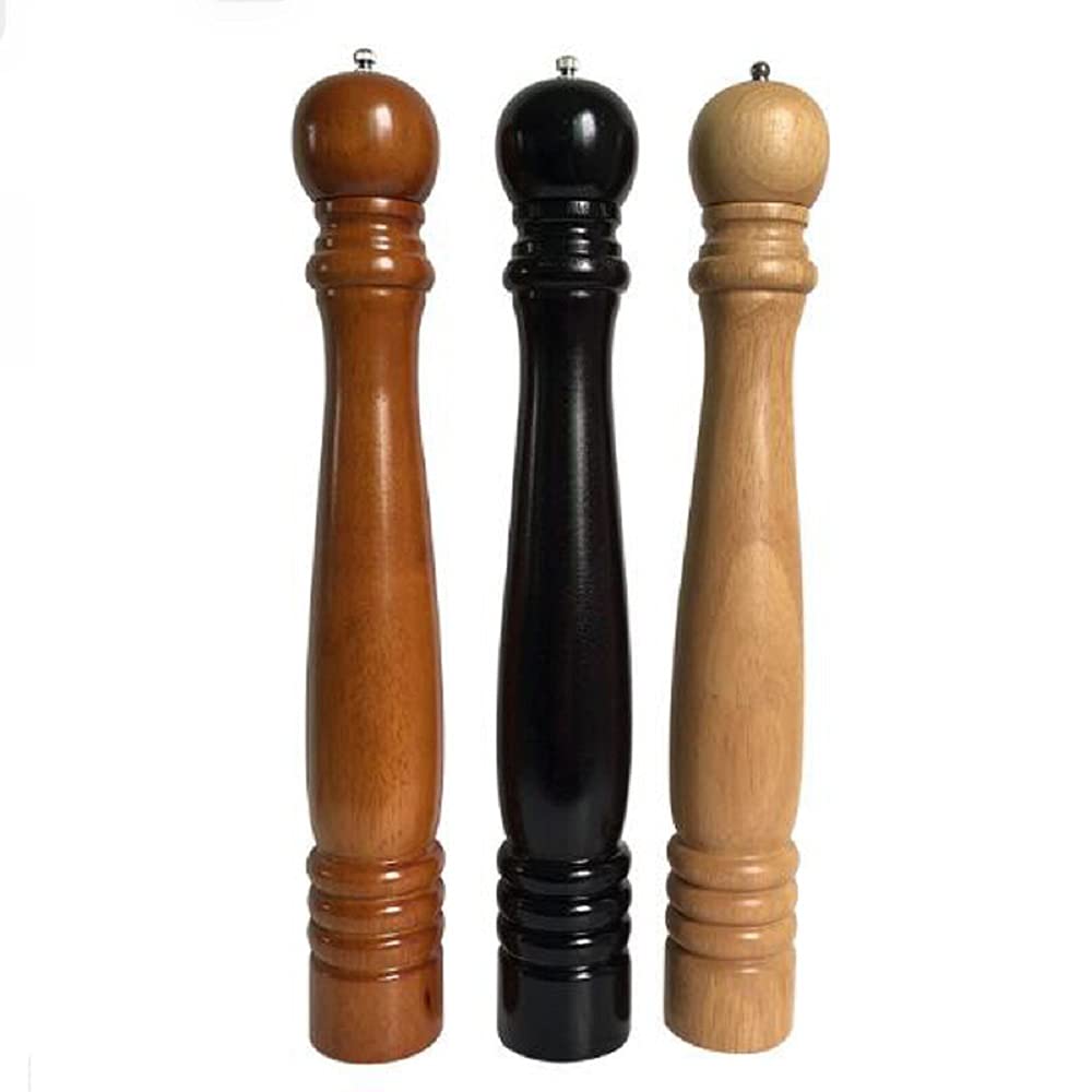 Wood Pepper Mill Hotel Salt Pepper Mill Large 20" Super Big Oak Wooden Salt and Pepper Stainless Steel Core Manual Pepper Grinder-Brown