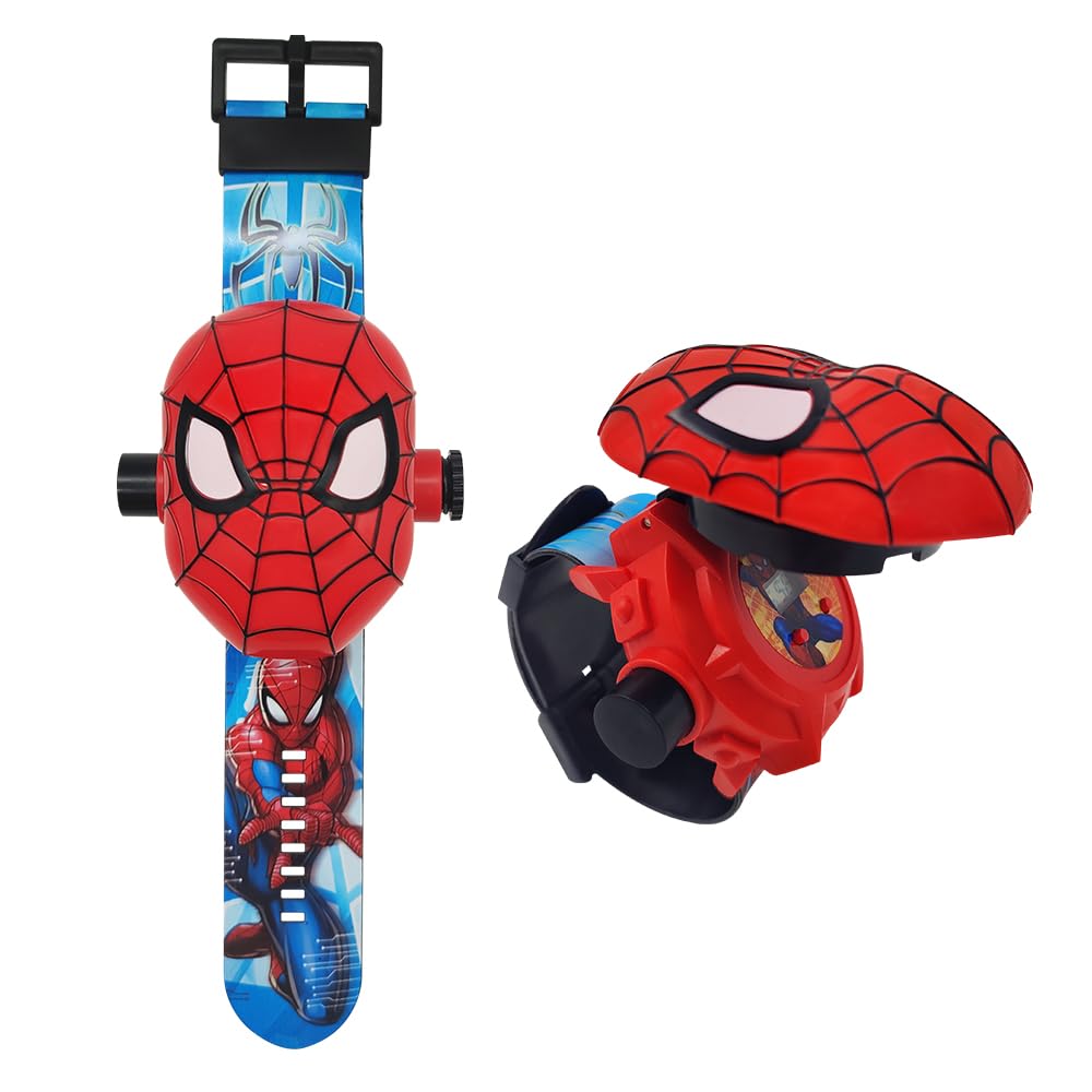 FILDANCO Superhero Projector Watch Kids Digital Watch Toy Toddler Watch with 24 Anime Images Stocking Stuffer Gift for Birthday Halloween Christmas Anniversaries (Red)