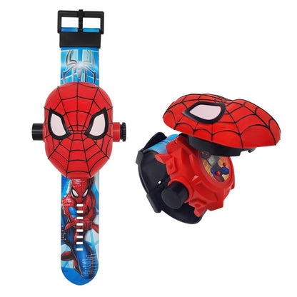 FILDANCO Superhero Projector Watch Kids Digital Watch Toy Toddler Watch with 24 Anime Images Stocking Stuffer Gift for Birthday Halloween Christmas Anniversaries (Red)