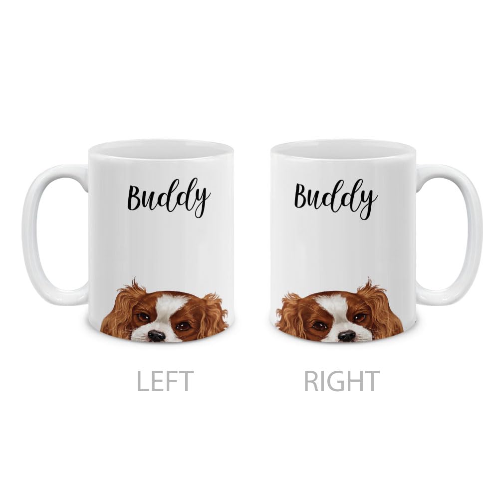 MUGBREW Personalized Coffee Mug with Your Name or Text, Customized Gifts For Christmas Birthday Anniversary, Ceramic 11 OZ Coffee Mug Tea Cup - Cavalier King Charles Spaniels Dog
