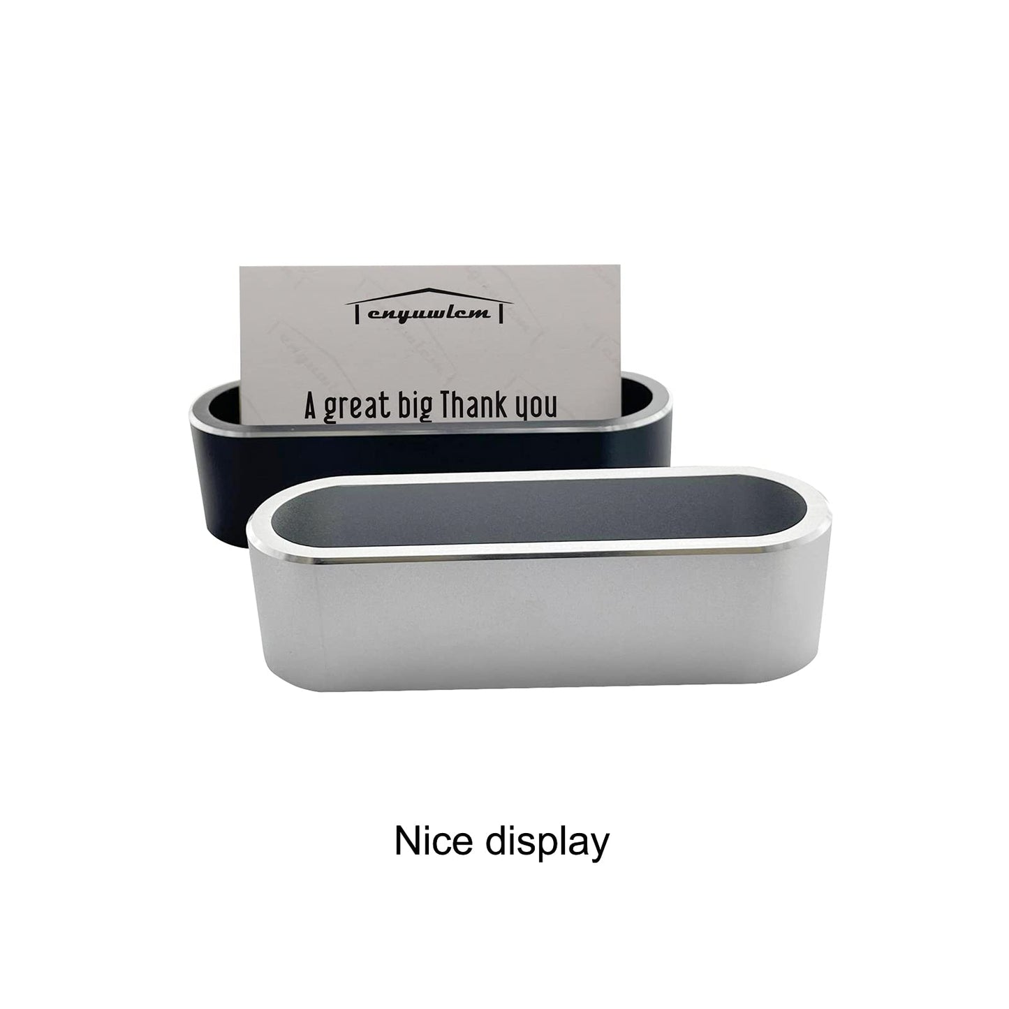 enyuwlcm Metal Desktop Card Holder for Desk Stylish Aluminum Alloy Business Card Display Stand for Men Office Silver 1 Pack