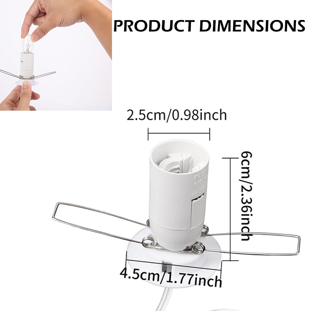 SCOMX WhiteHimalayan Salt Lamp Cord with Gear Switch，Original Replacement Cord with Base Assembly with E12 Socket，Christmas Light Bulb,Himalayan Salt Lampsand with 6 Free Bulbs for Salt Lamp
