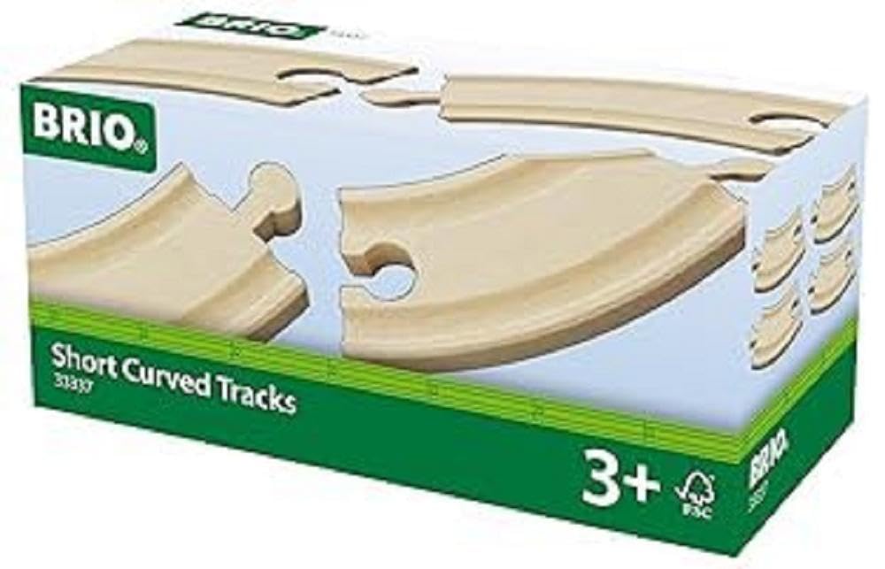 BRIO World Short Curved Wooden Train Track for Kids Age 3 Years Up - Railway Expansions and Accessories
