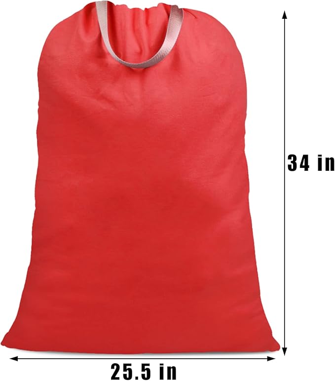 Cotton Canvas Laundry Bag with Handles & Drawstring Straps, Heavy Duty Extra
