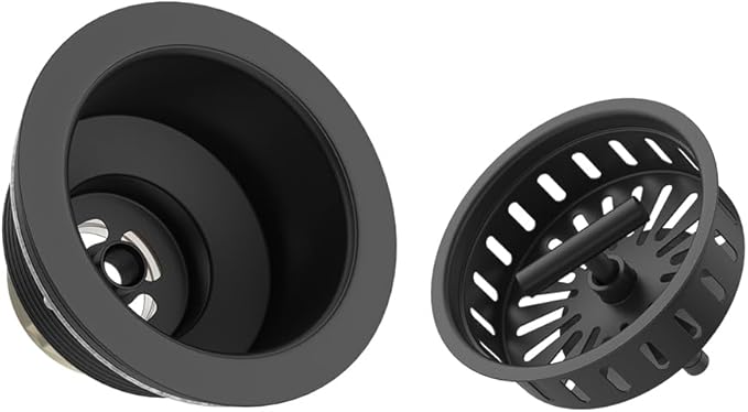 KONE Black Kitchen Sink Drain Matte Black Sink Strainer 3-1/2 Inch Drain