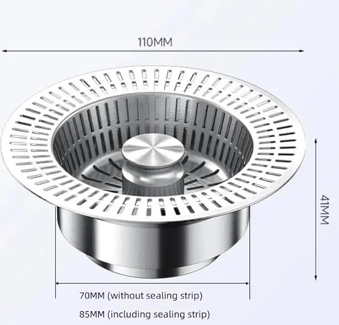3 in 1 Kitchen Sink Drain Strainer, Universal Stainless Steel Kitchen Sink