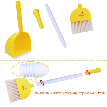 SCKTYZS Mini Broom with Dustpan for Kids,Boys Girls Small Cleaning Set, Combo Pretend Play Toys Toddler Little Housekeeping Helper Set-Yellow Duck…
