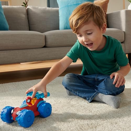 Jazwares Marvel Spidey and His Amazing Friends Marvel Spidey Web Climber - 7-Inch Rev Up Motor Vehicle That Climbs Obstacles