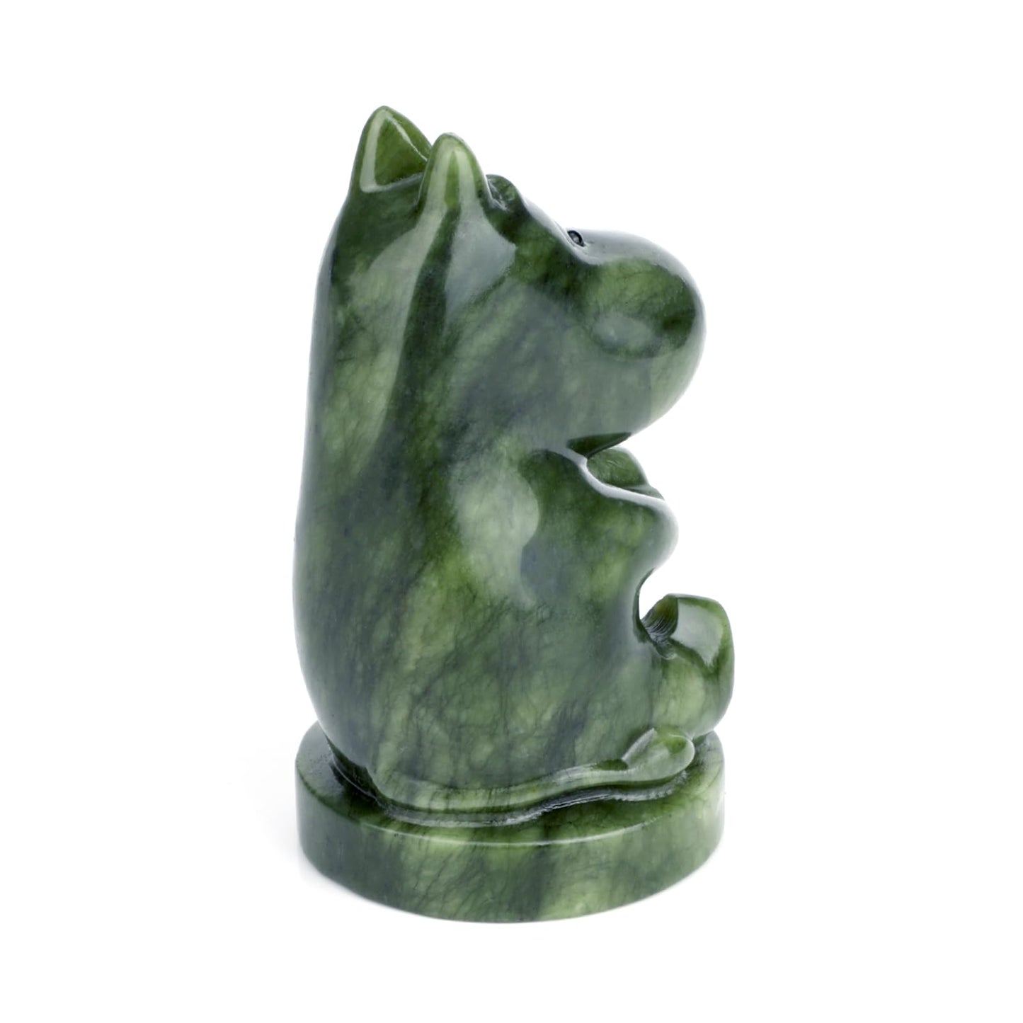 gemshan Hippo Statue, Natural Green Jade Sculpture, Hippopotamus Animal Figurine, Home, Office Desk, Entryway Table Decor