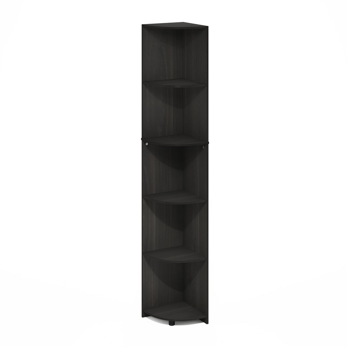 Furinno ECON Corner Shelf, 5-Tier Corner Book Shelf, Storage Shelves, Display Rack, Bookshelf, for Organization and Storage, Living Room, Home Office, Espresso