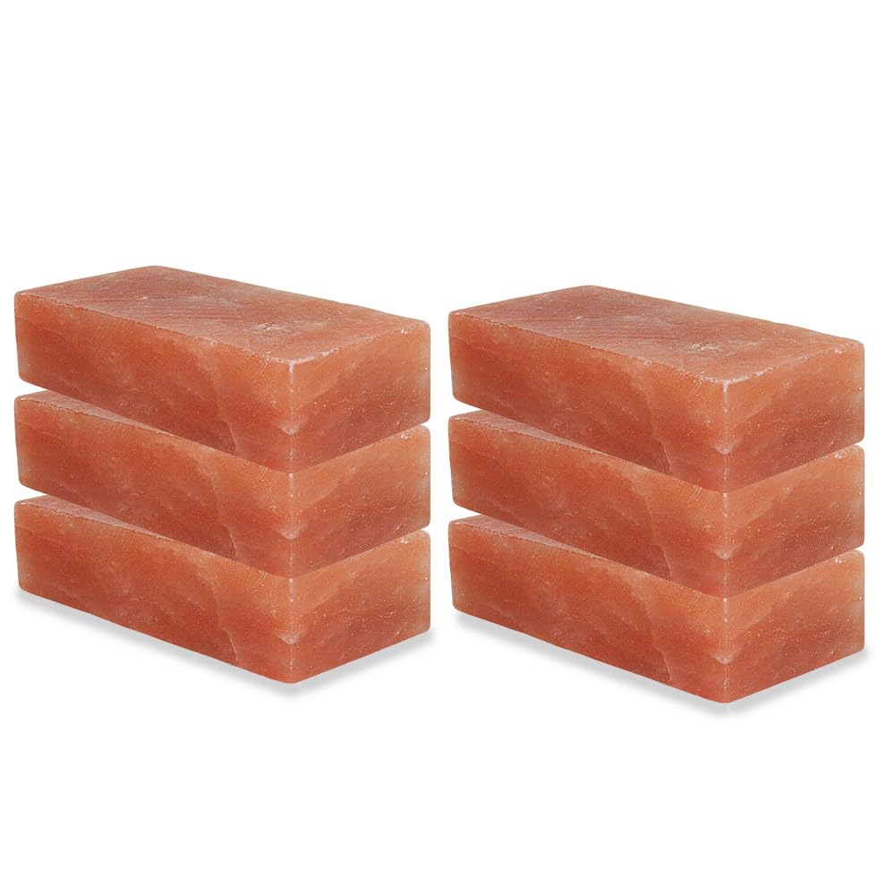 Himalayan Salt Bricks for Wall - Size 8x4x2 pack of 6 | Himalayan Pink Salt Bricks for Home | Salt Tiles for Home Improvement | Himalayan Salt Tiles.