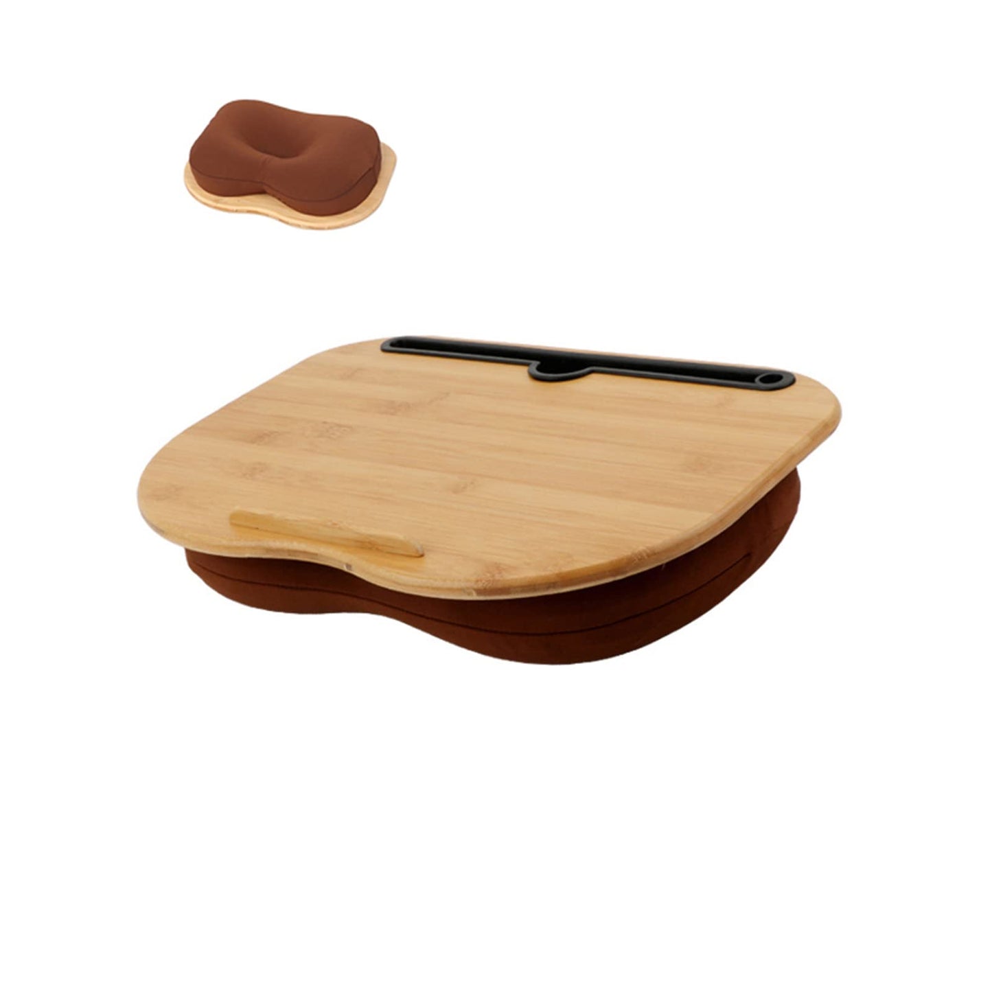 SUMISKY Lap Desk for 14" Laptops-Bamboo Laptop Desk with Cushion & Phone Holder, Portable Laptop Stand with Tray, 15x11 Inches