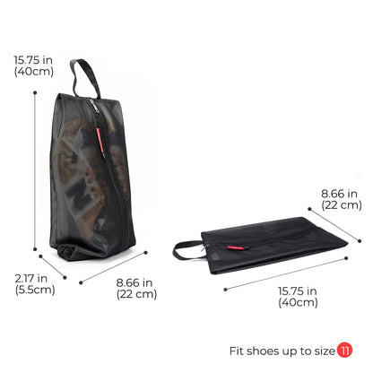pack all Shoe Bag for Travel, Water-Resistant Shoe Pouch for Gym, Odor-Resistant Soccer Cleats Bag for Sport (Black, 1-Pack)