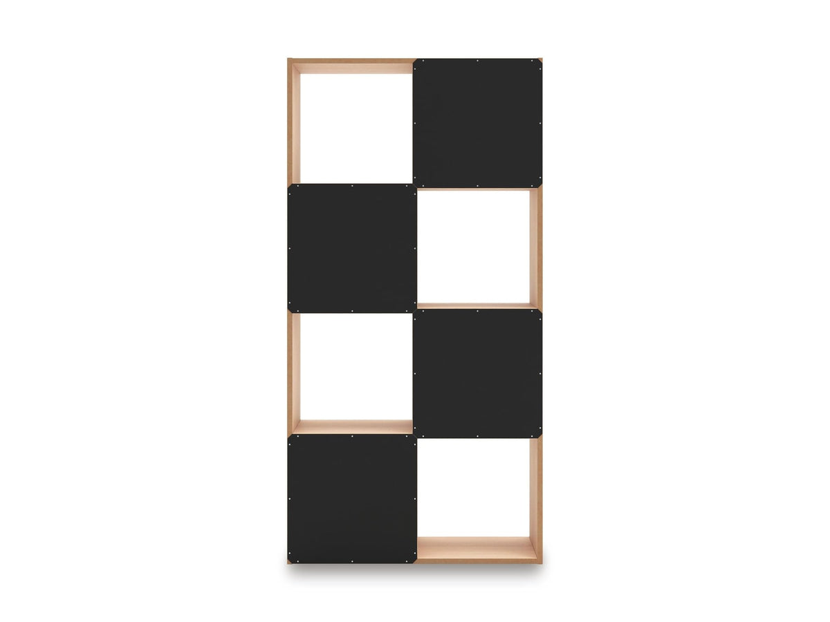 Signature Design by Ashley Piperton 8 Cube Storage Organizer, Natural Finish Over Replicated Ash Wood Grain, Vertical Floor Mount Cubbies for Living Room or Home Office, Light Brown