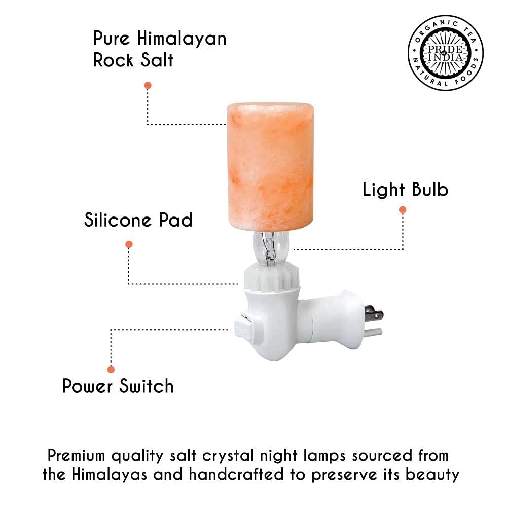 Pride of India Pink Salt Crystal Light | Cylinder Shape | Natural Salt Crystal Light | Hand-Carved Rock Salt Lamp | Himalayan Salt Lamp Cover | Ideal Pink Salt Night Light for Home Décor