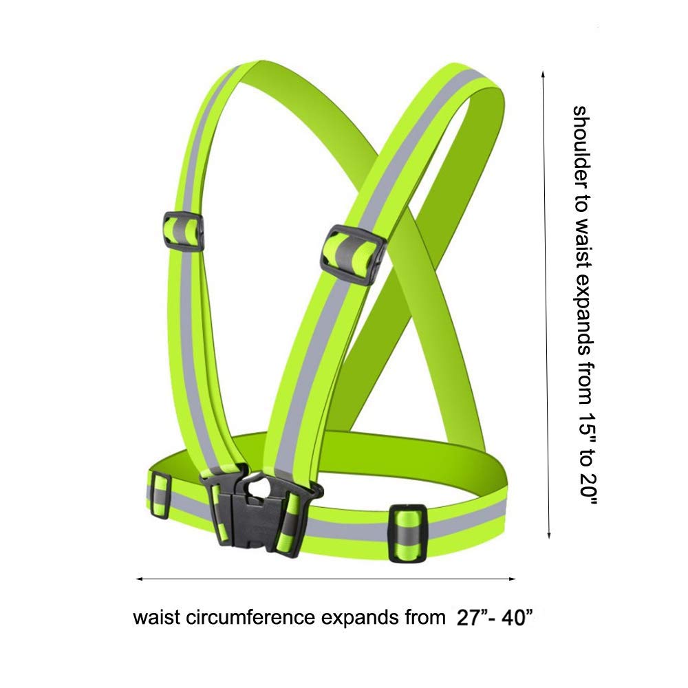 Chiwo Reflective Vest Running Gear 2Pack, High Visibility Adjustable Safety Ves for Night Cycling,Hiking, Jogging,Dog Walking