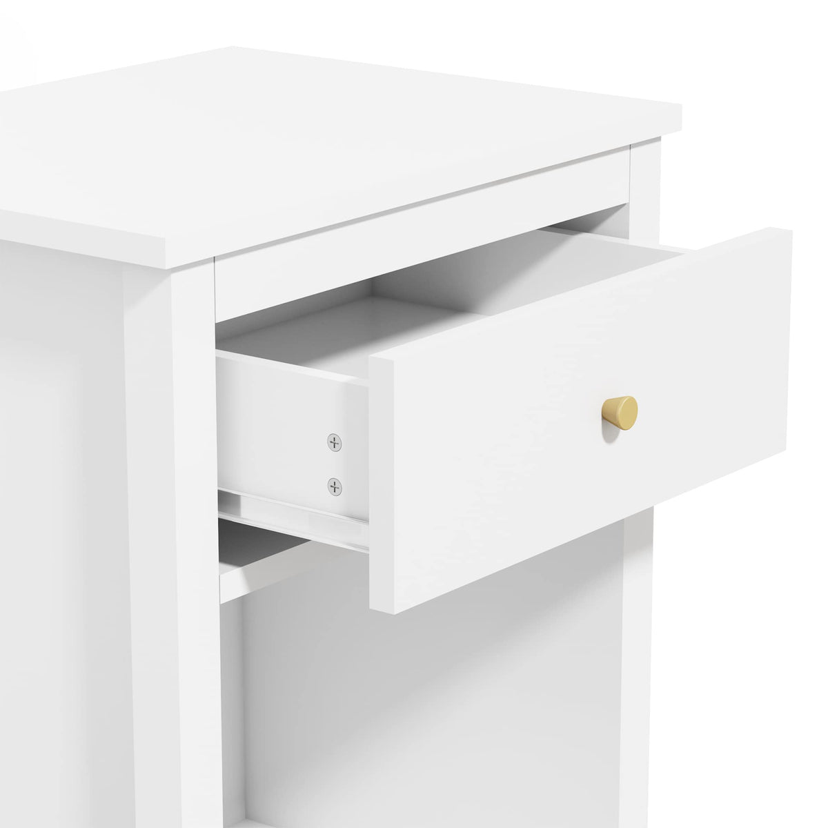 Nightstand with Drawer, 26.77''H Wooden Nightstand with Drawer & Open Storage Shelf, Modern Bedside Table for Kids, End Table for Living Room Bedroom, White