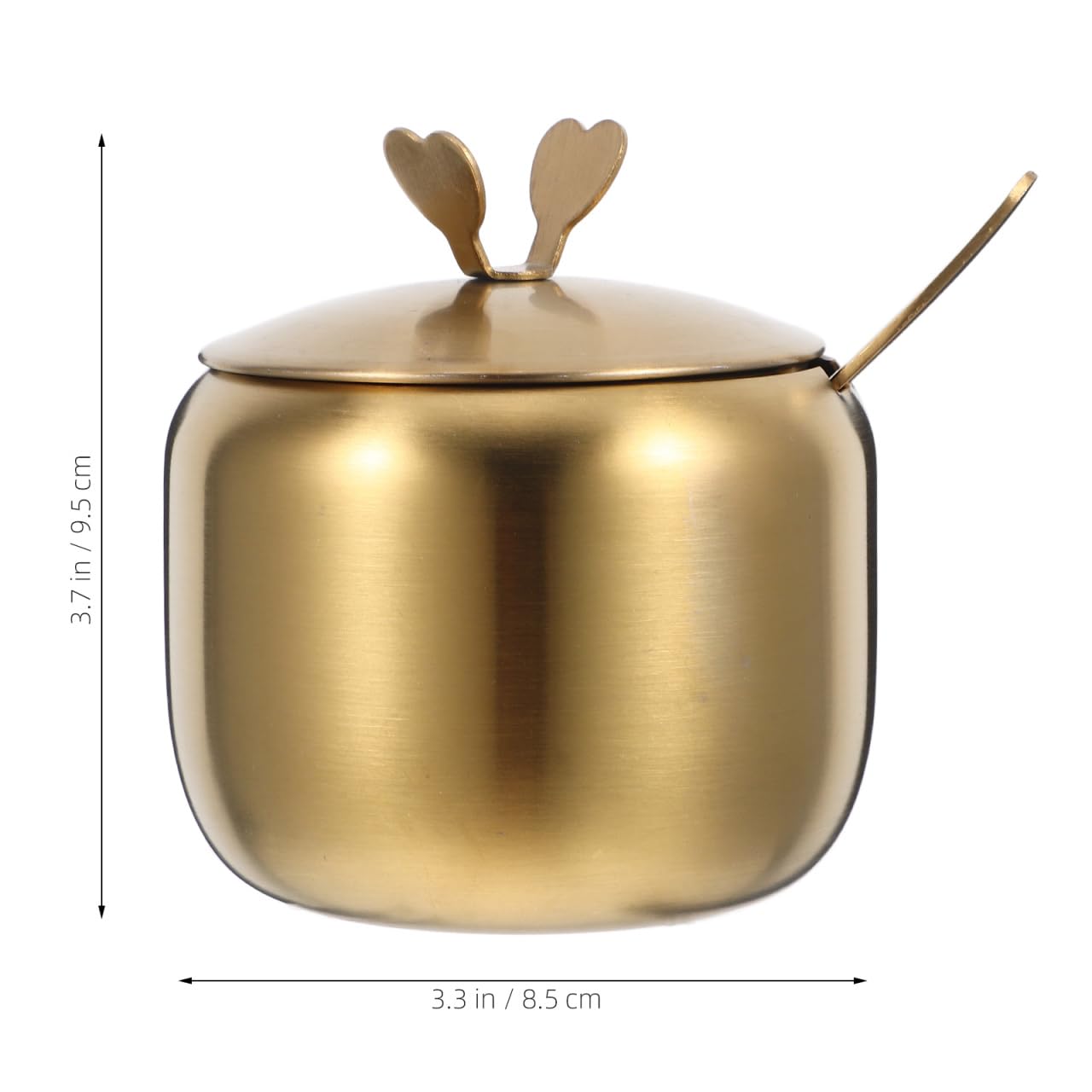 LABRIMP Sugar Bowl with Lid and Spoon Stainless Steel Seasoning Jar Condiment Pot Compact Spice Container for Home Kitchen Dining 3.74X3.34X3.34In