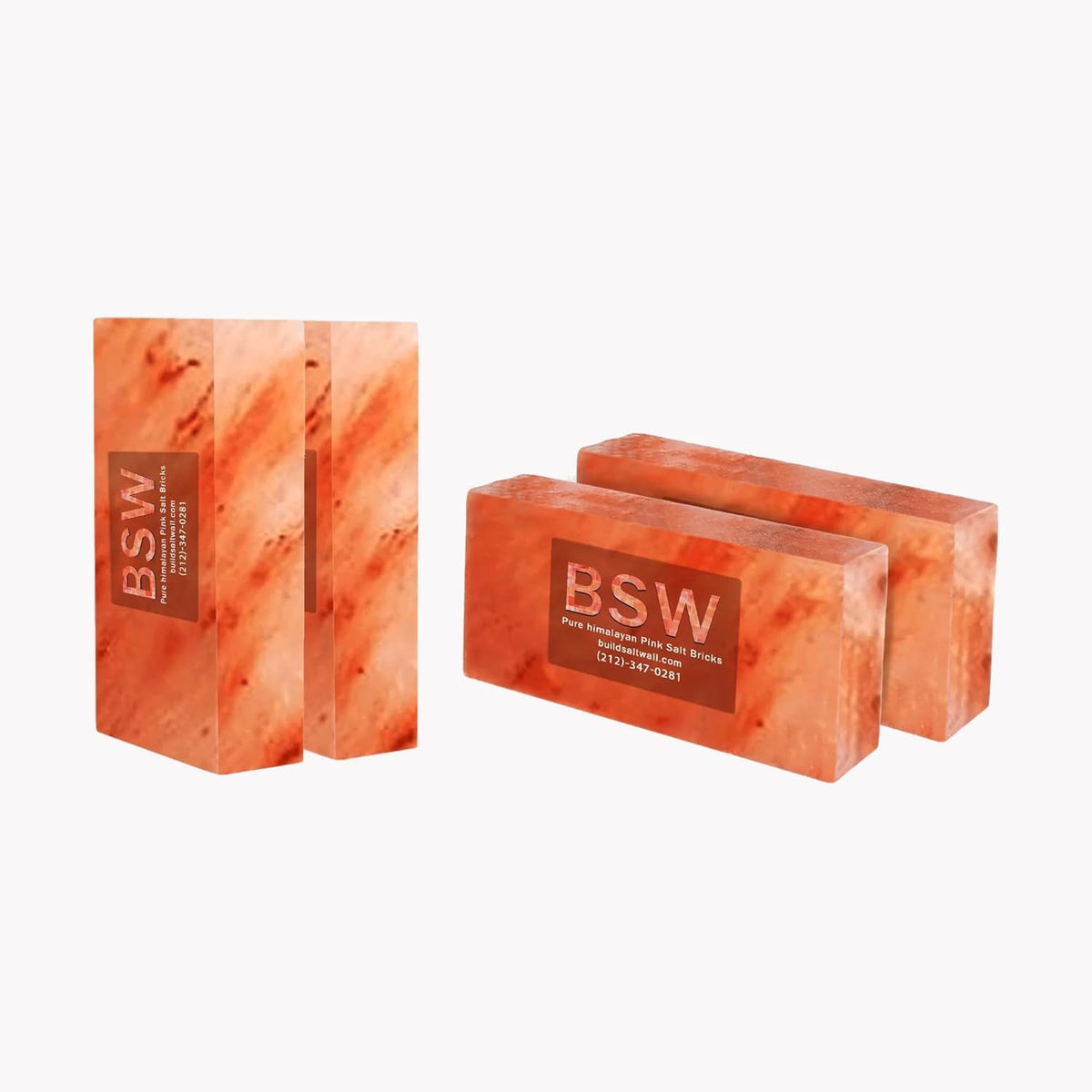 Himalayan Pink Salt Tiles 8"x4"x1" & 8"x4"x2 Multi Packs – Salt Wall Building Bricks for Spas, Saunas, Salt Rooms, Wellness Centers & Home Décor (6, 8x4x2)