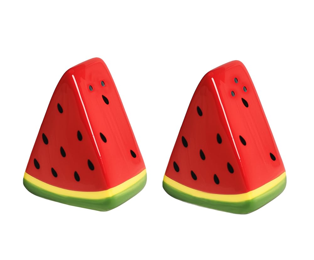 Mozacona Ceramic Salt and Pepper Shaker Set, Watermelon Shape Pepper Shakers