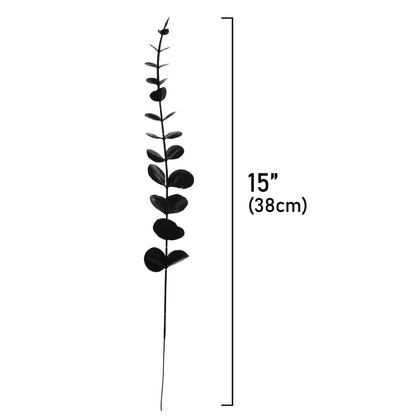 Tinsow 26 Pcs Black Artificial Eucalyptus Stems Faux Halloween Flowers Eucalyptuses Real Touch Leaf Centerpiece Home Decor (26, Black)