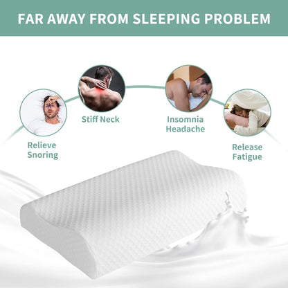 Good Nite Memory Foam Pillow Neck Support Pillows Orthopaedic Cervical Soft Deep Sleep for Side Sleepers and Back with Washable Cover 65 x 35 cm Standard Size White