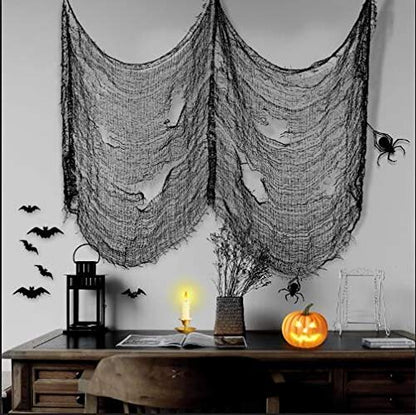 Tmflexe 6 Pack Creepy Cloth 30 x 72 Inch, Spooky Halloween Polyester Decorations Scary Gauze Cloth Doorways Indoor Halloween Decorations Outdoor Yard Home Wall Decor