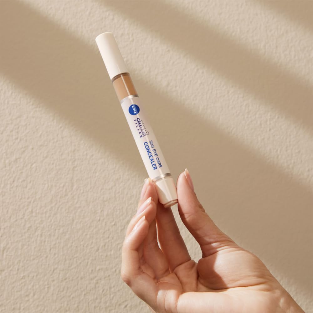 NIVEA Hyaluron Cellular Filler 3-in-1 Eye Care Concealer Agent (4 ml), Anti-Age Concealer with Hyaluron, Pen for Dark Circles, Redness and Pimples