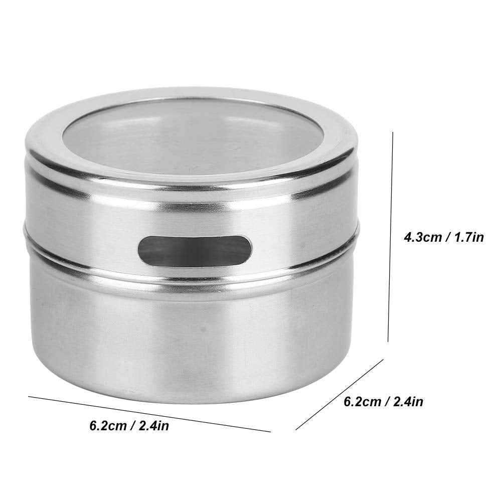 Agatige 3PCS Stainless Steel Spice Jars, Magnetic Spice Tins Seasoning Containers Bottle with Clear Lid and Holes Sift&pour for Kitchen Barbecue Accessory