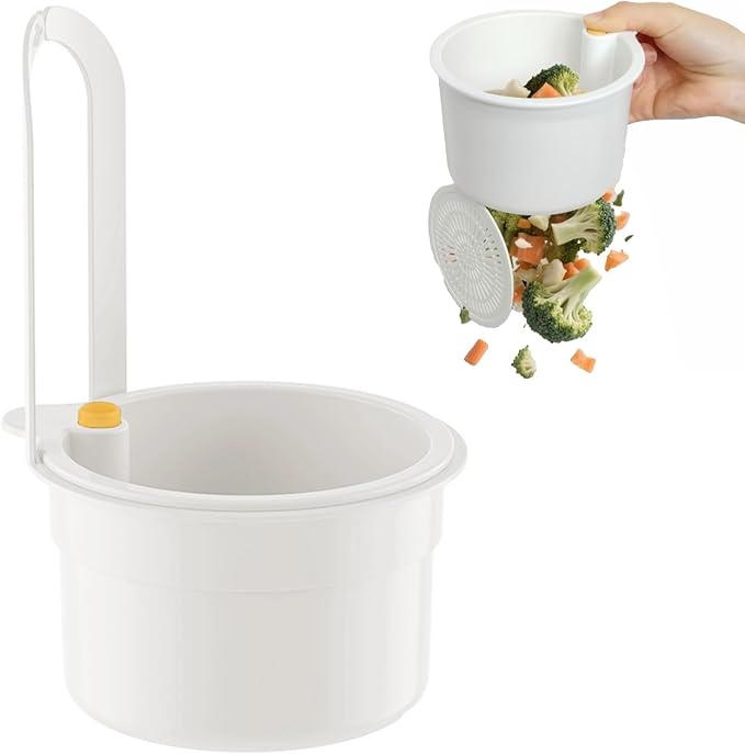 Sink Strainer Basket with One-Touch Drain Mesh, Snap-On Strap & Detachable